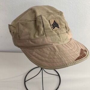 USMC Desert Camouflage Utility Cap 3 Color Desert Ripstop Sergeant Rank Medium